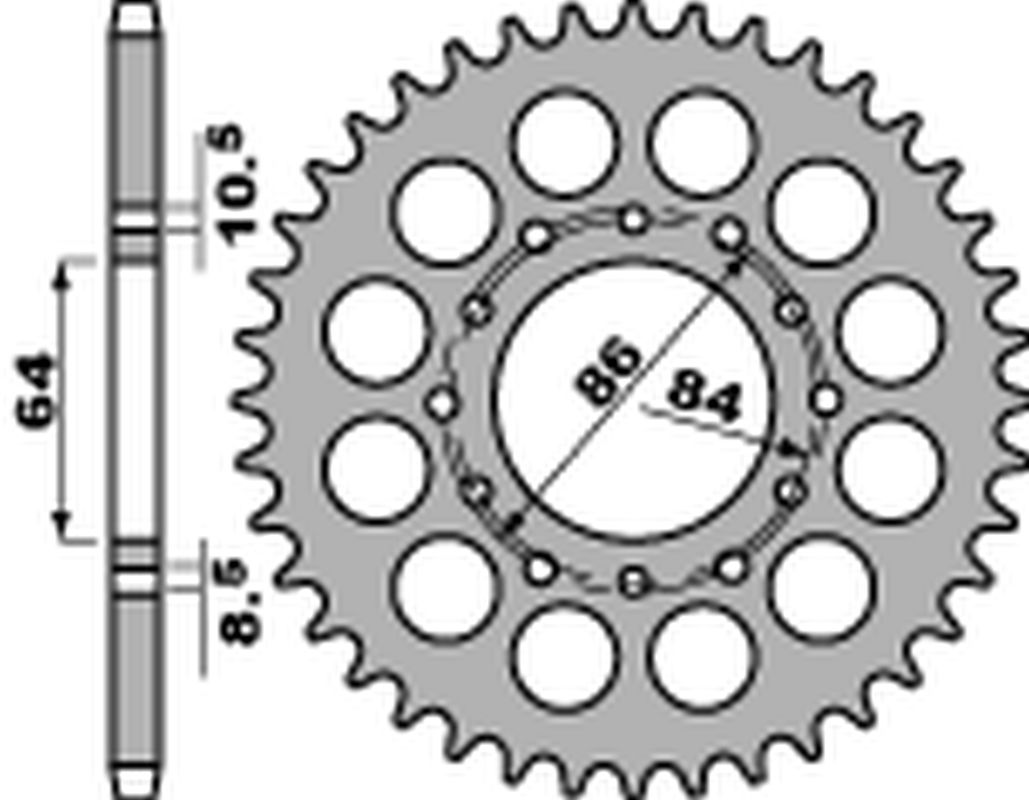PBR rozeta 814 40 C45 SUZUKI GT 380 73-78, GT 550 74-77, GS 400 77-80 (JTR814.40) (řetěz 530) (MADE IN ITALY)